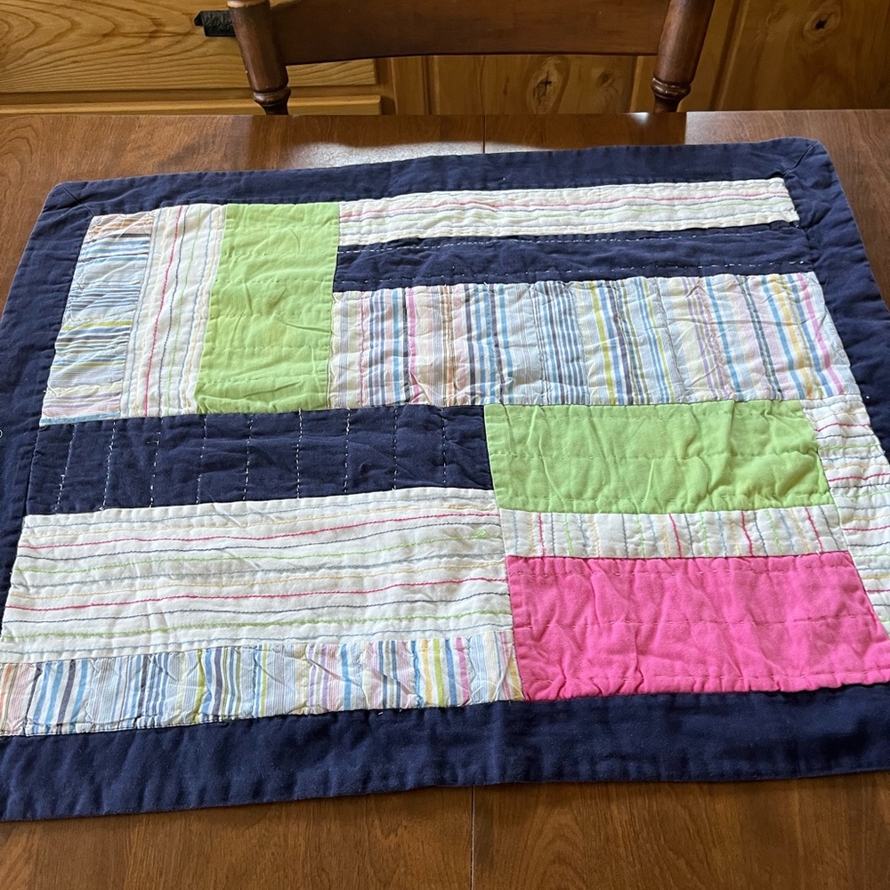 Striped and Solid Patchwork Table Runner - Picture 2 of 4